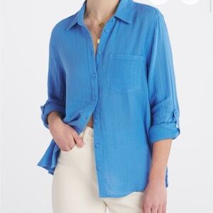Cosmic Blue Love Cotton Blue Button Down Shirt
